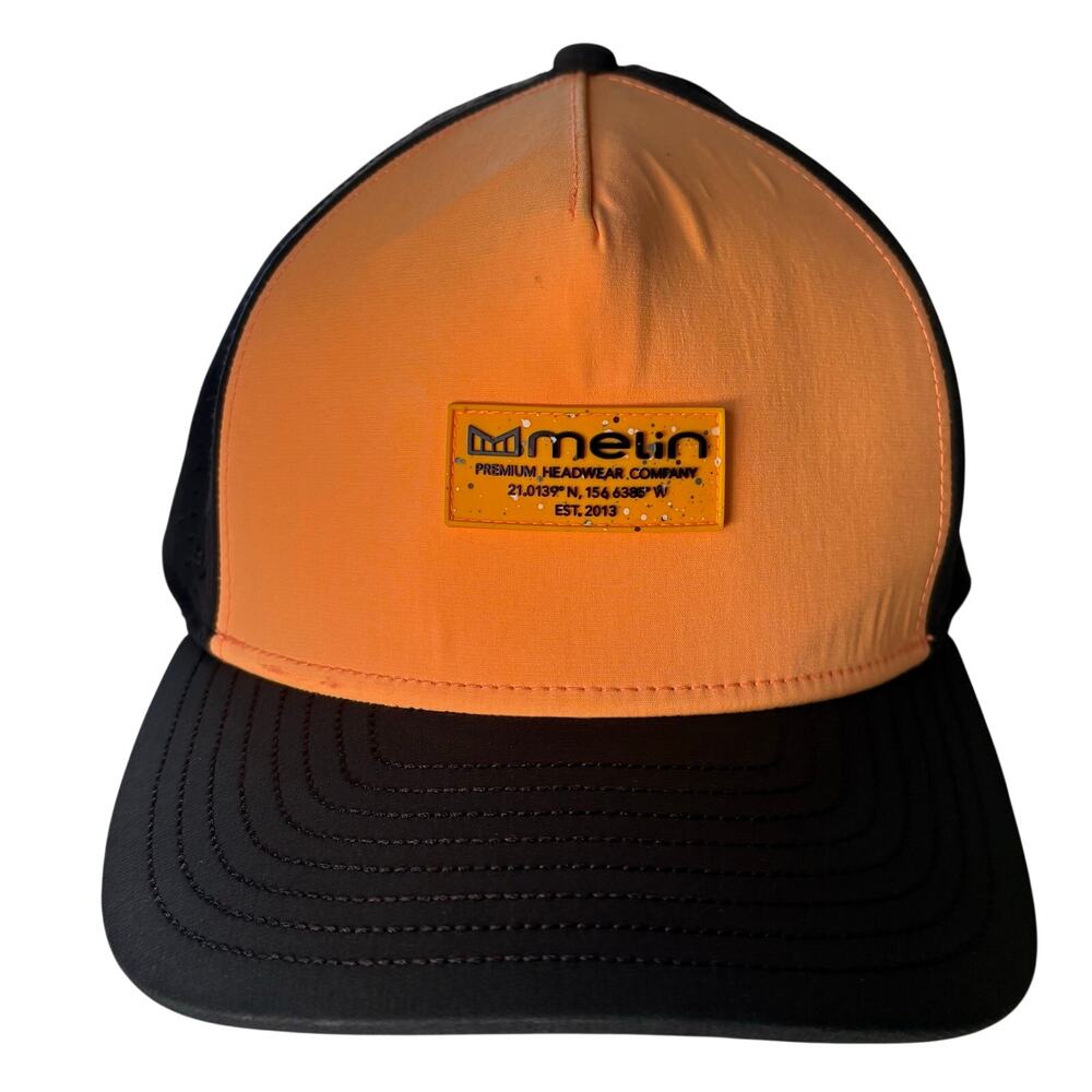 Melin Hydro NEON SERIES Blaze Orange Brick Mesh Trucker SnapBack Hat Cap Small